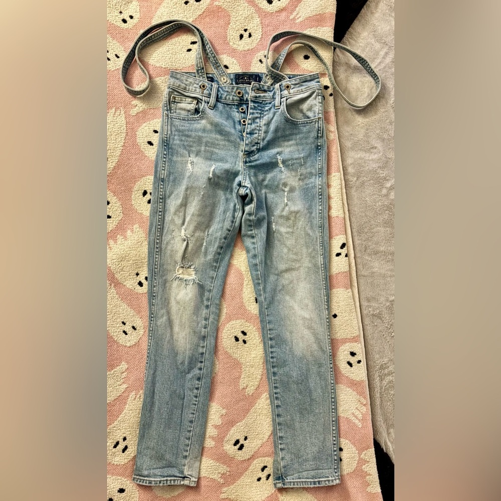 Lucky Brand - High Waist Tomboy Distressed Women's Jeans with Removable Straps - Picture 2 of 4